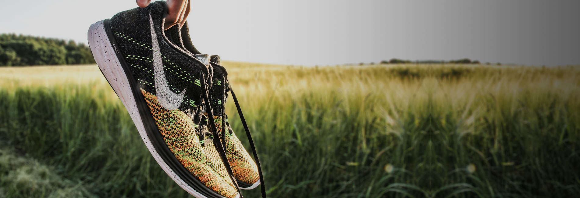 A pair of trainers photographed outdoors